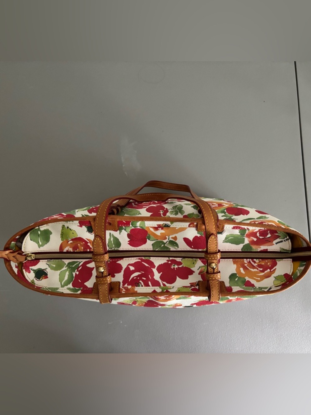 Dooney & Bourke Floral Tote Bag in Red/Orange/Green - Picture 2 of 9